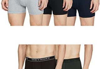 Dixcy Scott Originals Men’s Long Cross Trunk Comfort Fit Solid Innerwear Outer Elastic with Spandex(Black Grey Mel Olive Deep Blue Coffee Brow – Pack of 5 )-95