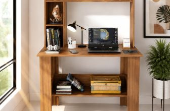 Flipkart Perfect Homes Multipurpose Portable Study Desk with Hutch Storage & Shelves for Home Office Engineered Wood Study Table(Free Standing, Finish Color – Noce Lyon, DIY(Do-It-Yourself))