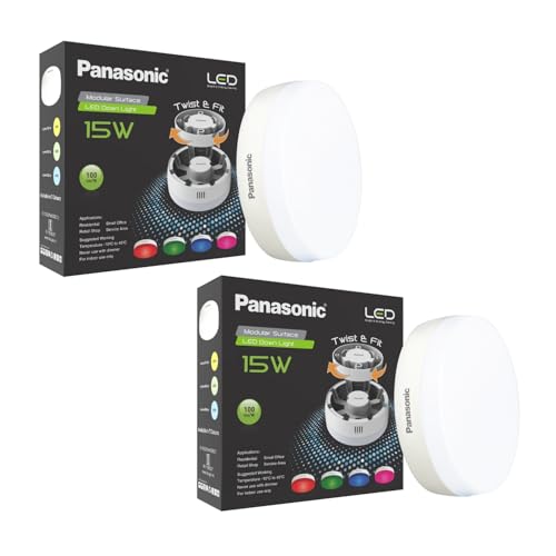 Panasonic 15W LED Round Downlight for Ceiling | Twist & Fit Round LED Modular Surface Ceiling Light for Home & Hall (Cool White,PDLM22157-2)
