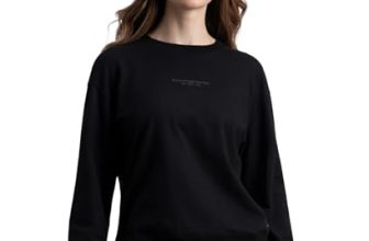 Jockey A191 Women’s Super Combed Cotton French Terry Fabric Printed Sweatshirt_Black_S