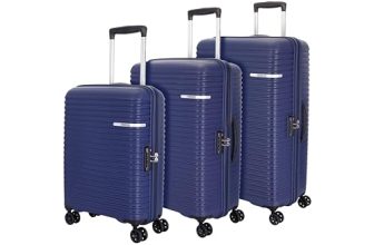 American Tourister 3Pc PP Liftoff+ with TSA Lock & 8 Wheel, Set (Small +Medium +Large) Hard Check-in Suitcase for Travel/Trolley Bag with Double Wheel – Midnight Blue, 55 Cm, 67 Cm, 79 Cm