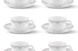 Larah by BOROSIL Lark Opalware Cup and Saucer Set of 12 pcs | Tea/Coffee Cups 145 ml | Microwave & Dishwasher Safe | Bone-Ash Free | Crockery Set Ideal for Daily Use & Gifting, White