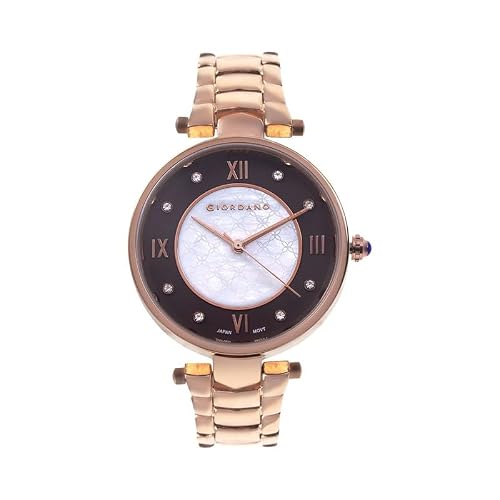 Giordano Stylish Analog Watch for Women – Stainless Steel Belt with Classic Roman Numerals, Dual Colored Textured Dial