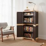 Cello Novelty Big Bookshelf, Brown & Beige | 2 Dustproof Doors | Space Saving Cupboard | Plastic Book Shelf | Multipurpose Book Shelf for Home, Office | Book Organizer for Library