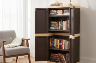 Cello Novelty Big Bookshelf, Brown & Beige | 2 Dustproof Doors | Space Saving Cupboard | Plastic Book Shelf | Multipurpose Book Shelf for Home, Office | Book Organizer for Library
