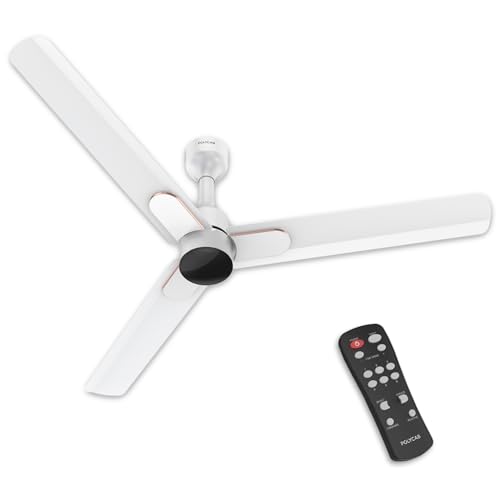 Polycab Wizzy Neo DLX 1200mm 5-Star BLDC, Remote Ceiling Fan for Living Room | 55% Energy Saving, High Air Delivery, 7 Speed Setting | 3-yr Warranty【Snow White】