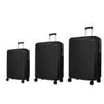 Verage V-Lite Firestone Combo Set of 3 (Cabin + Medium + Large Check-in) Bold Black Hardsided Trolley Bags for Travel, Suitcases with Spinner Wheels, Anti-Theft Luggage (20/24/28 Inche)