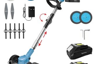 Lifelong Cordless Grass Cutter Machine for Garden | Weed Cutting Tool | Easy Storage with Adjustable Height & Foldable Handle | 2 x 21V Battery | 25cm Cutting Width | 3 x Heavy-Duty Blades
