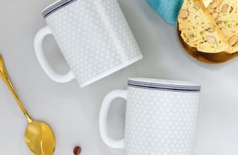 Larah by BOROSIL 320ml x 2pc Opalware Starlight Tea/Coffee Mug Set, Microwave & Dishwasher Safe Embossed Design Crockery Ideal for Daily Use & Gifting