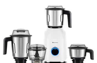 Atomberg Yulia 750 Watt Mixer Grinder | 4 Multipurpose Jars including Chopper Jar | Coarse Mode for Silbatta-like Textures | Powerful Intelligent Motor | Advanced Safety Features | Snow White