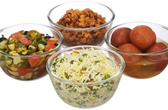 Amazon Brand – Solimo Borosilicate Round Glass/Mixing Bowl (Set Of 4 – 550 Ml), Transparent