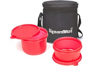 Signora Ware Executive Plastic Small Lunch Box Set with Bag, 2-Pieces, Red 300ml