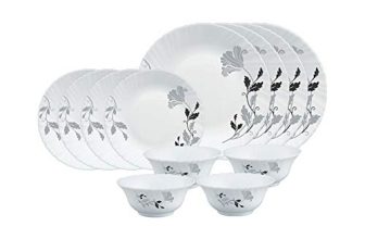 Larah by Borosil Millenia Opalware Dinner Set, 12 Pieces, White