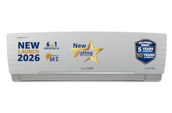 Lloyd 1.5 Ton 3 Star Inverter Split AC, 2026 New Star Rated (6 in 1 Convertible, Cools Up To 54°C, Turbo Cool, Installation Check, Clean Filter Indication, 100% Copper, White (GLS18I3AGGSC)