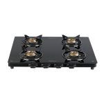 Havells GEOSLIM JUMBO stove |4 Heavy Duty Forged Brass Burner|6 mm Toughened Glass|Premium Valves|Removable Drip Tray|Soft Touch Knobs|5 year Warranty on Burners, Glass & Valves by Havells (Black)