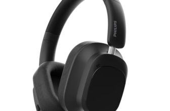PHILIPS TAH6550 Bluetooth Wireless Over-Ear Headphones with 3 Mics, 60 Hours Battery Life, 40mm Drivers, Bluetooth 5.3, Dual Pairing, USB-C Charging, AUX Connectivity, Black