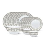Larah by Borosil Syrah Kohinoor Series Opalware Dinner Set | 19 Pcs for Family of 6 | Microwave & Dishwasher Safe | Bone-Ash Free | Crockery Set for Dining & Gifting | Plates & Bowls | White