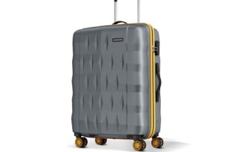 Aristocrat Comet Medium Polycarbonate Hard Case 8-Wheel Trolley Bag, Grey