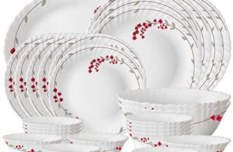 Larah by Borosil Verona Opalware Dinner Set, 27-Pieces, White