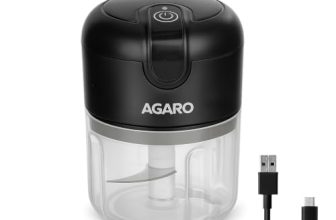 AGARO Elite Rechargeable Mini Electric Chopper, Food Grade Bowl, Stainless Steel Blades, Rechargeable, One Touch Operation, for Chopping Garlic, Ginger, Onion, Vegetable, Nuts, 250 Ml, Black