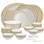 Cello Opalware Divine Victoria Dinner Set, 33 Units, White, Large