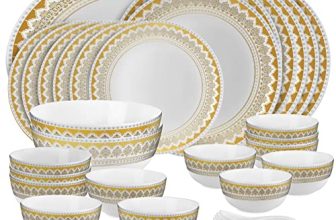 Cello Opalware Divine Victoria Dinner Set, 33 Units, White, Large