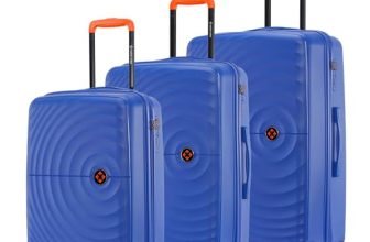 Nasher Miles Polypropylene Spinner Seattle Hard-Sided Luggage Set of 3 | 55cm, 65cm & 75cm | 8 Wheels Small, Medium & Large Trolley Bag for Travel | Suitcase (Dark Blue)