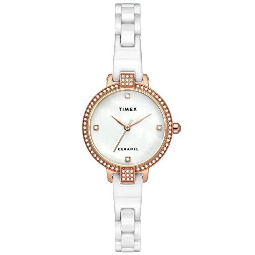 TIMEX Analog Watch for Women with Blue Round Dial & Rose Gold Stainless Steel Bracelet Band Water Resistant Women’s Wrist Watches – TWEL155SMU07