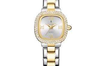 London Fog Ave Maria Collection Analog Watch for Women with Square Dial, Crystal Studded Bezel Roman Numeral Markers and Stainless Steel Strap – LFW20004