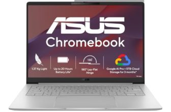 ASUS Chromebook CM1405 (2026), Smartchoice, MediaTek Kompanio 540 Processor, 4GB RAM, 128GB SSD, FHD, 14″(35.5 cm), 60Hz, Chrome OS, Pure Grey, 1.37 Kg, CM1405CM4A-S60101, Thin & Light Laptop