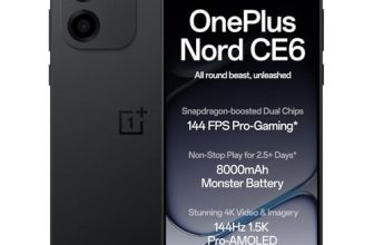 OnePlus Nord CE6 | 8GB+256GB | Pitch Black | Snapdragon 7s Gen 4 | Segment’s Fastest Touch Response | 8000mAh Battery | 144Hz 1.5K AMOLED Display | 50MP Main + 32MP Selfie 4K Cameras | IP66,68,69,69K