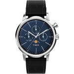 TIMEX Marlin Analog Watch for Man with Blue Round Dial & Black Leather Strap Band Water Resistant Men’s Wrist Watches – TW2W51200UJ