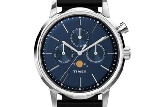 TIMEX Marlin Analog Watch for Man with Blue Round Dial & Black Leather Strap Band Water Resistant Men’s Wrist Watches – TW2W51200UJ
