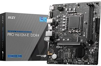 MSI PRO H610M-E DDR4 Motherboard, Micro-ATX – Supports 14th/13th/12th Gen Intel Core Processors, LGA 1700-2 x DIMMs (3200MHz), 1x PCIe 4.0 x16 Slot, 1 x M.2 Gen3, USB 3.2 Gen1, 1G LAN, HDMI 1.4 & VGA