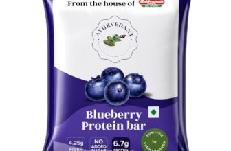 Ayurvedant Blueberry Protein Bar, 6.7g High Protein, No Added Sugar, Energy Snack for Gym & Fitness, 20g