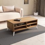 Nilkamal Trixie Center Table | Wooden Coffee Table for Sofa Set | Tea Table with 1 Surface Top and 4 Shelves | Open Storage Organizer for Living Room, Office | Oak