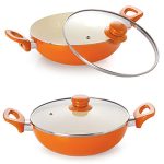 Nirlon Ceramic Induction Nonstick Cookware Pots and Pans Utensil Set with Glass Lid (2 Piece)