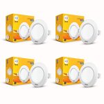 Wipro Garnet 8W Round Downlight Junction Box | Pink | Glare-Free Design | Recessed Downlighter for False Ceiling | Cutout ∼ 3 inch | Pack of 4