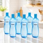 Nayasa Loopy 1000 ML Pet Plastic Fridge Water Bottles Set of 6 | BPA Free | Leak Proof | Airtight Lid | Blue