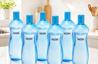 Nayasa Loopy 1000 ML Pet Plastic Fridge Water Bottles Set of 6 | BPA Free | Leak Proof | Airtight Lid | Blue
