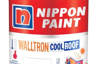 Nippon Paint Walltron – Summer Cool Roof | 30% Extra | 6.4 Kg |5 Litre | Solar Reflective Roof Coating | Heat Resistance Paint | High Sri (6.4Kg ~5 Litres), White