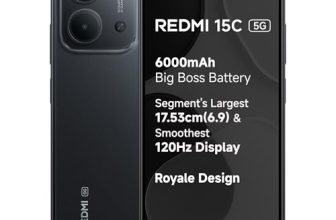 REDMI 15C 5G Midnight Black 4GB + 128GB | Royale Design | Massive 6000mAh Battery | Segment’s Largest 17.53cm Display Up to 120Hz | MediaTek Dimensity 6300 | 33W Fast Charging | 50MP AI Dual Camera