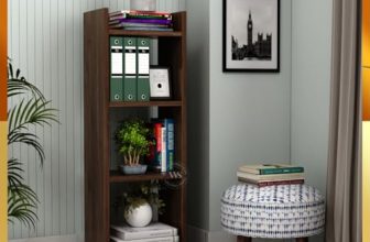 Wooden Street Fleming Book Shelf | Engineered Wood Open Rack for Living Room, Office, Bedroom, 1 Year Warranty (Walnut Finish) | 13 L x 9 W x 38 H Inches