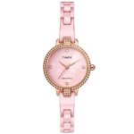 TIMEX Analog Watch for Women with Mother of Pearl Pink Round Dial & Pink Ceramic Bracelet Band Water Resistant Women’s Wrist Watches – TWEL15701