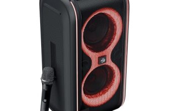 Zebronics Portable Bluetooth Speaker, 60W, Upto 5 Hours Playback, Dual 16.51cm Drivers, Karaoke, TWS, BT v5.4, USB, mSD, AUX, RGB, Wireless Mic with Display, Mobile Holder (Party Fyre 90)