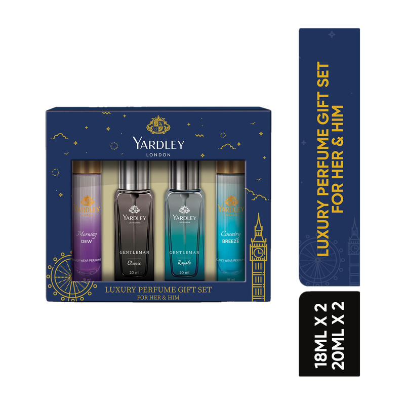 Yardley London Luxury Perfume Gift Set for Her & Him| 18ml x 2 + 20ml x 2 Combo Set(Set of 4)