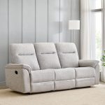 Home Centre | Artise 3-Seater Fabric Recliner | Recliner Sofa for Living Room | Solid Wood | Grey | 1 Year Warranty