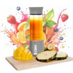 Amazon Basics Portable Hand Blender for Smoothies and Juices | USB Rechargeable | 6 Stainless Steel Blades | 500 ml Food Grade Jar | 1 year Warranty | 2×2000 mAh Batteries (Grey)