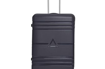 Aristocrat Airstop Check-in Trolley Bag 63cm | Medium | Hard Luggage | Smooth 4 Wheels Suitcase, 360 Degree Rotation | Secured Combination Lock | 3 Year Warranty (Periscop Grey)