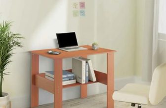 Amazon Brand – Solimo Engineered Wood Computer Desk with One Tier Shelves Laptop Study Table for Office Home Workstation Writing Modern Desk |Brown